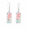 Pink and Blue Dangling Flamingo Earrings