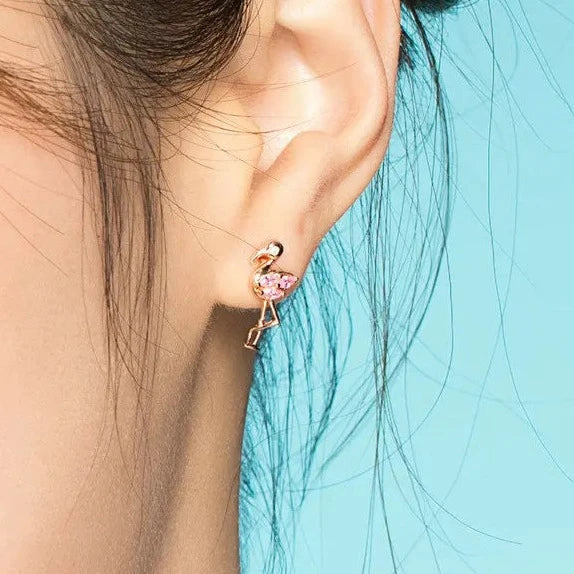 Pink Flamingo Earrings Stones