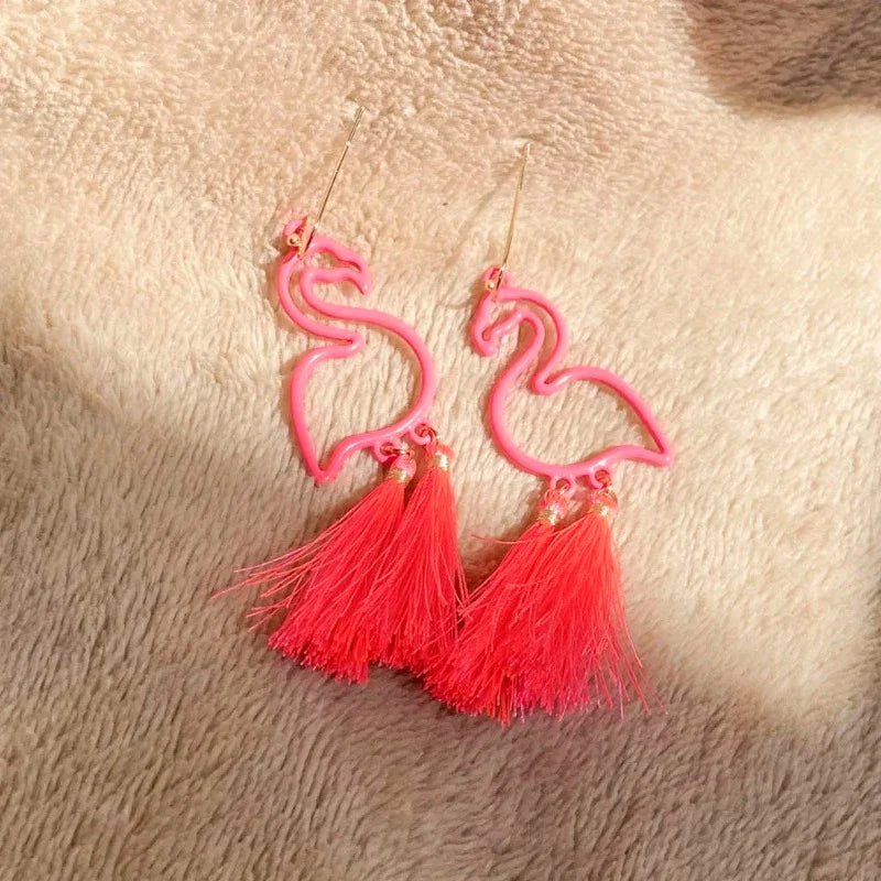 Feather Pink Flamingo Earrings