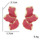 Half-Flower Stud Earrings Petals Red