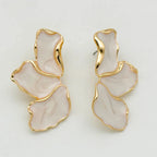 Half-Flower Stud Earrings Petals White
