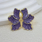 Half-Flower Stud Earrings Petals Purple