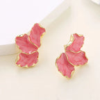 Half-Flower Stud Earrings Petals Pink
