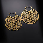 Dawapara Mandala Flower of Life Earrings for Women gold