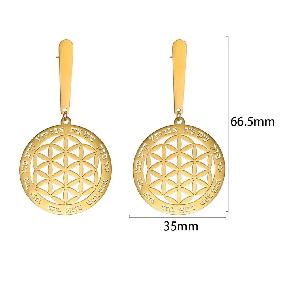 Dangling Flower of Life Earrings gold