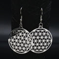 Life Flower Dangle Earrings Silver