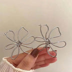 Vintage Asymmetrical Flower Stud Earrings silver
