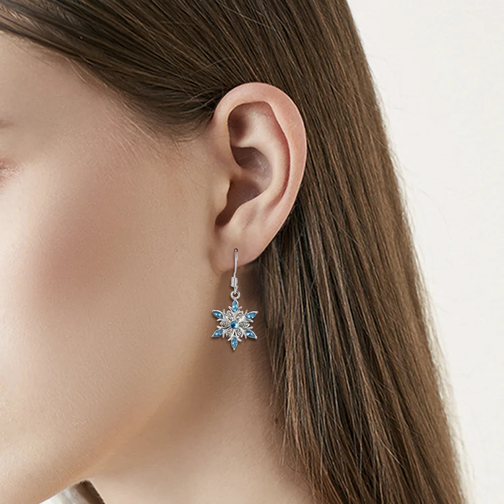 Snowflake Dangle Earrings Zircon Women style 1