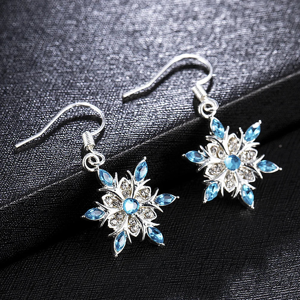Snowflake Dangle Earrings Zircon Women style 1