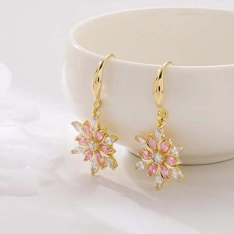 Snowflake Dangle Earrings Zircon Women style 2