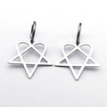Goth "Heartagram" Earrings Silver Pentagram Heart