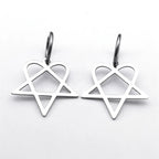 Goth "Heartagram" Earrings Silver Pentagram Heart