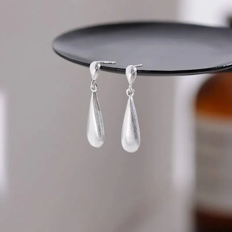 White Zircon Water Drop Stud Earrings 
