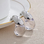 Transparent Water Drop Stud Earrings Silver