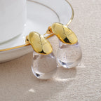 Transparent Water Drop Stud Earrings Gold