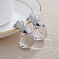 Transparent Water Drop Stud Earrings Silver