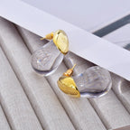 Transparent Water Drop Stud Earrings Gold