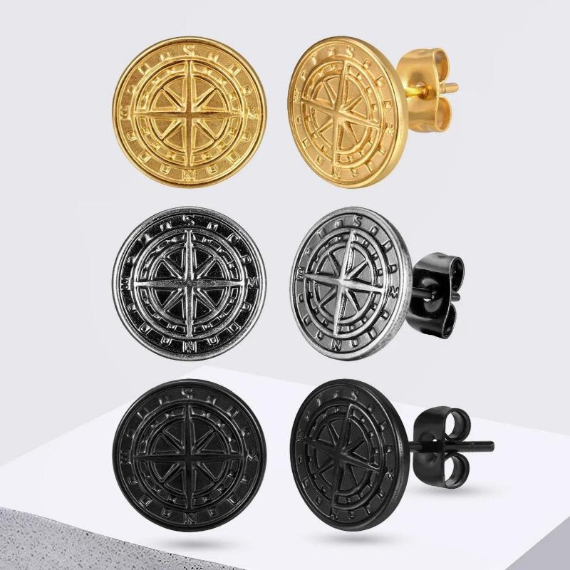 Men's Compass Earrings Compass Rose of the Winds