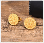 Men's Compass Earrings Compass Rose of the Winds gold