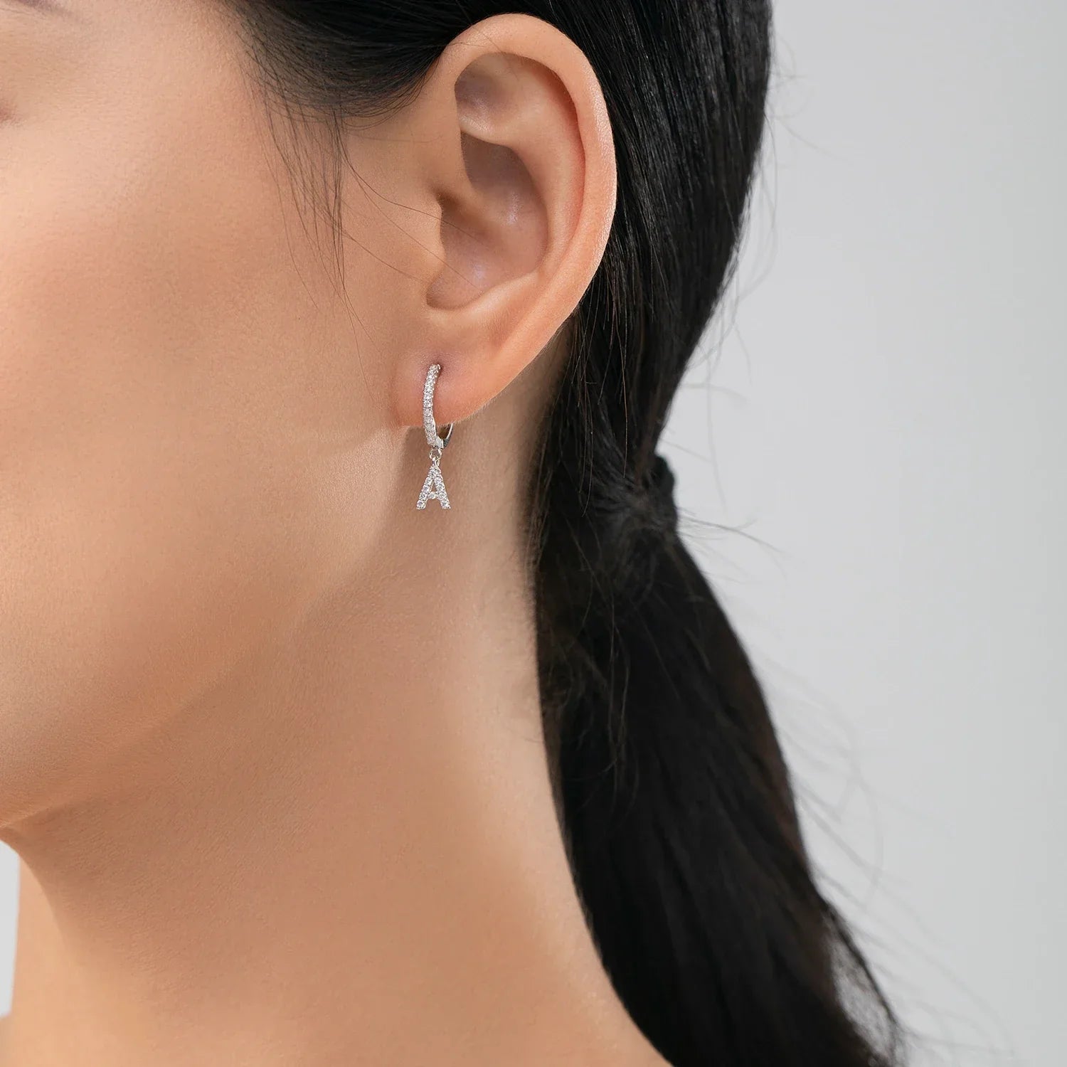 Hoop earrings with initial a