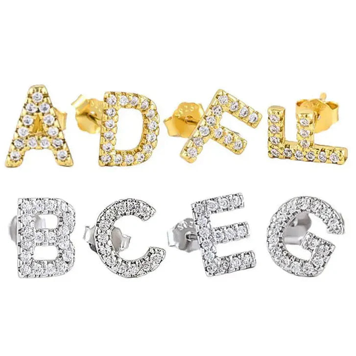 Silver initial earrings b
