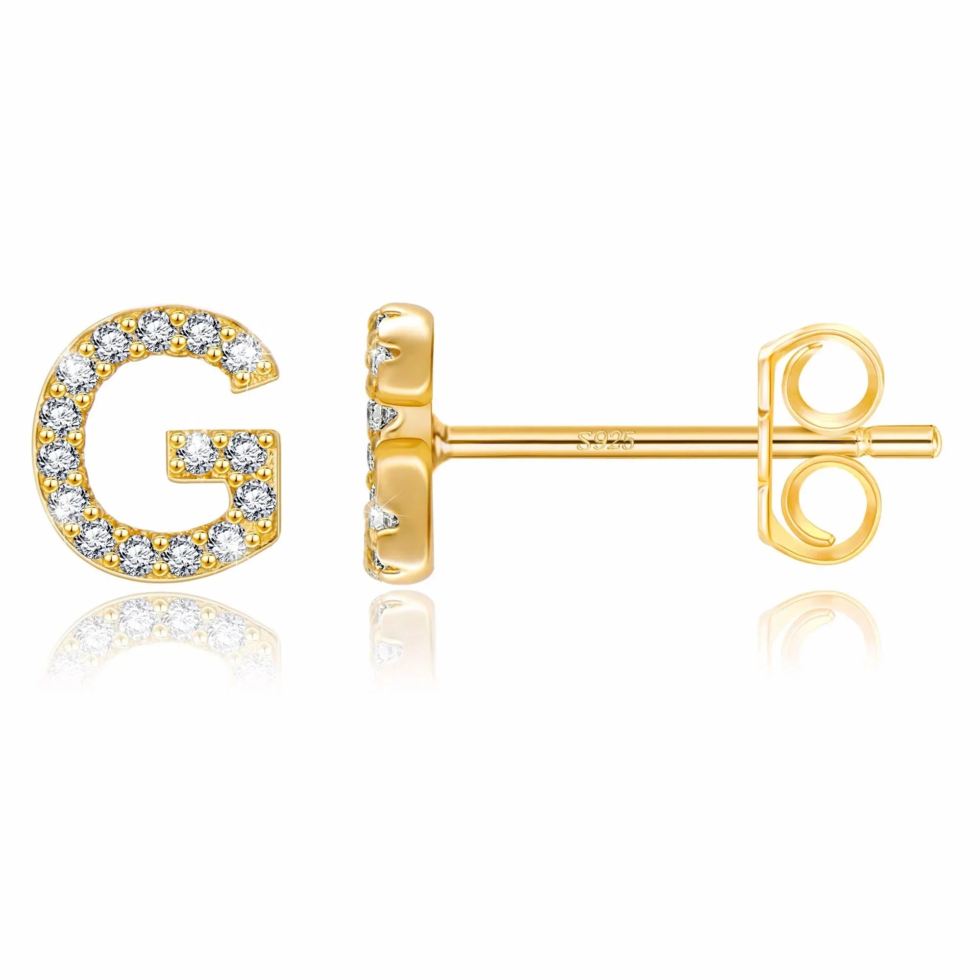 Gold initial earrings g