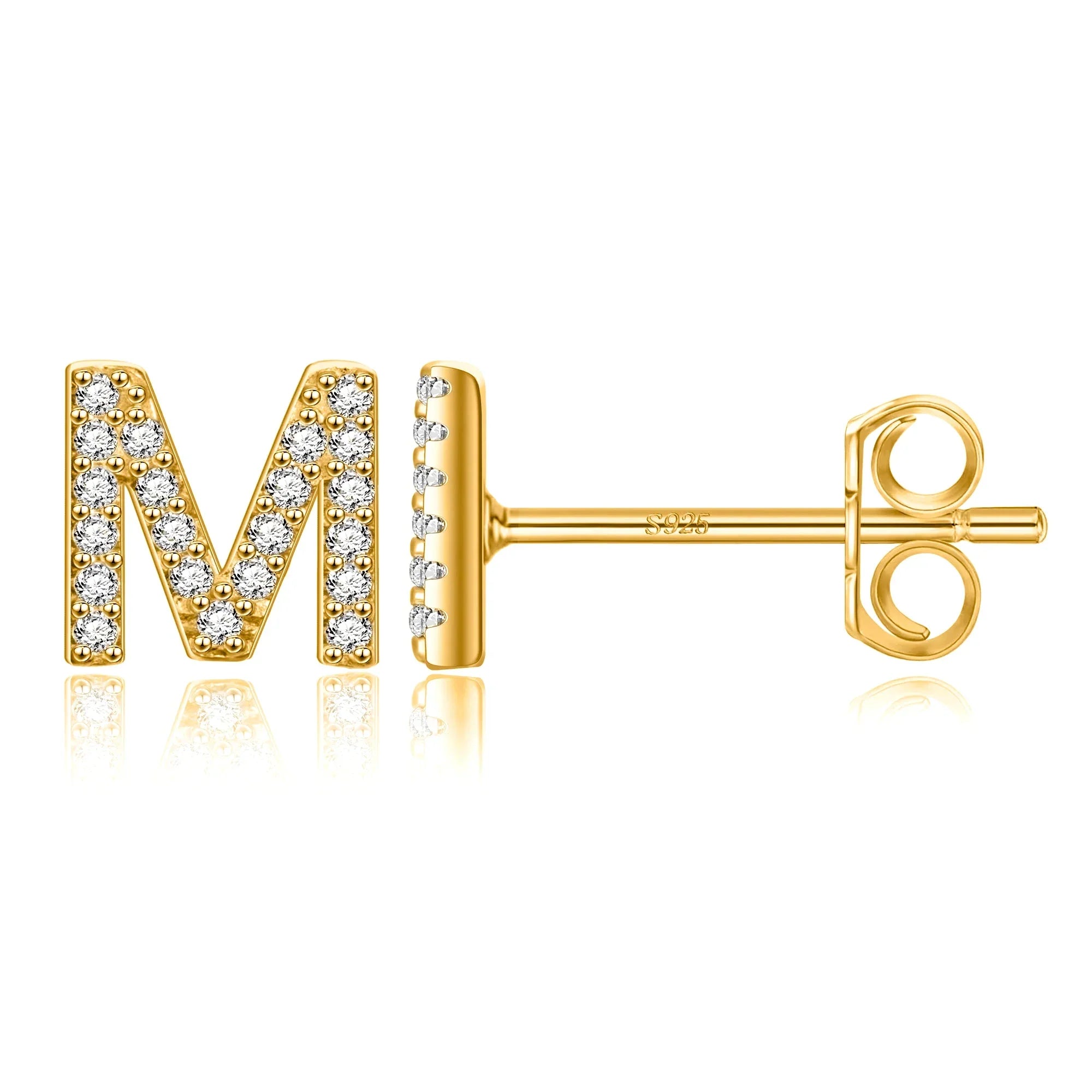 Gold initial earrings m