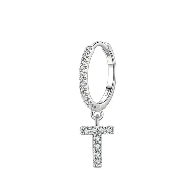 Hoop earrings with initial t