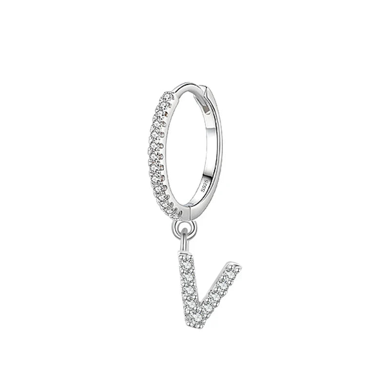 Hoop earrings with initial v