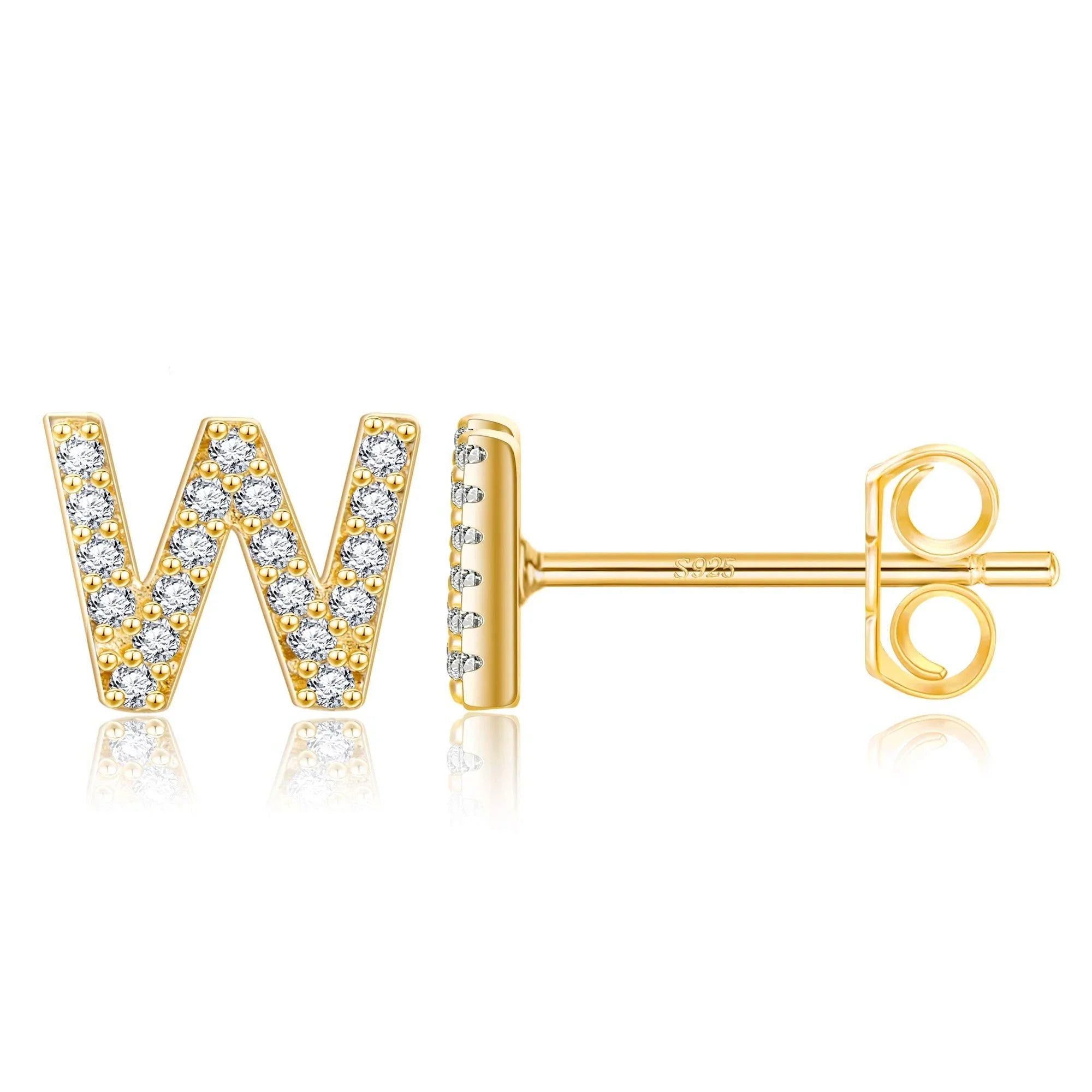 Gold initial earrings w