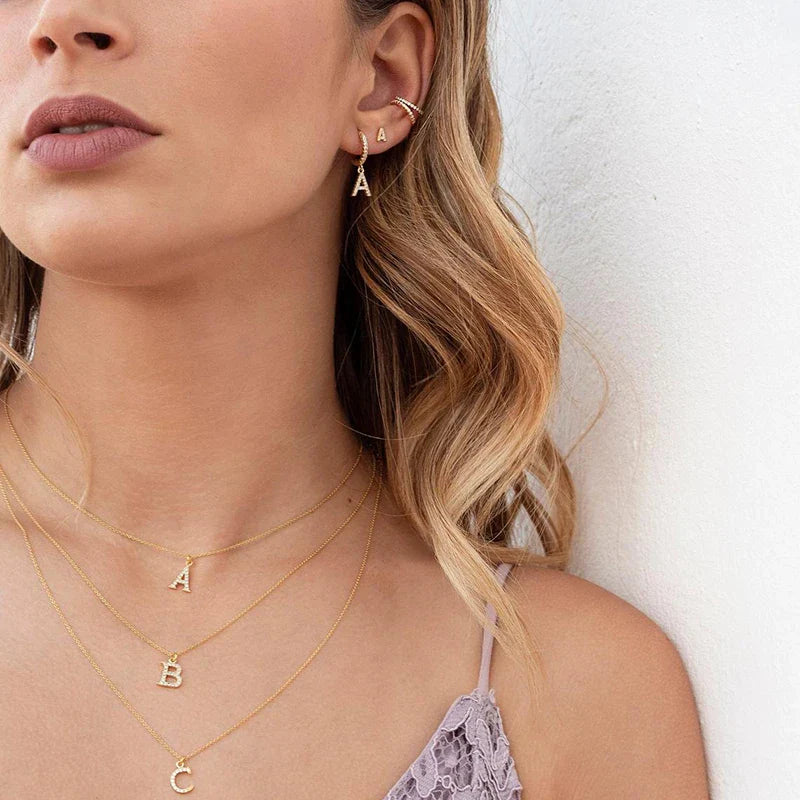 Women's hoop earrings with initial