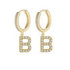 Women's hoop earrings with initial b