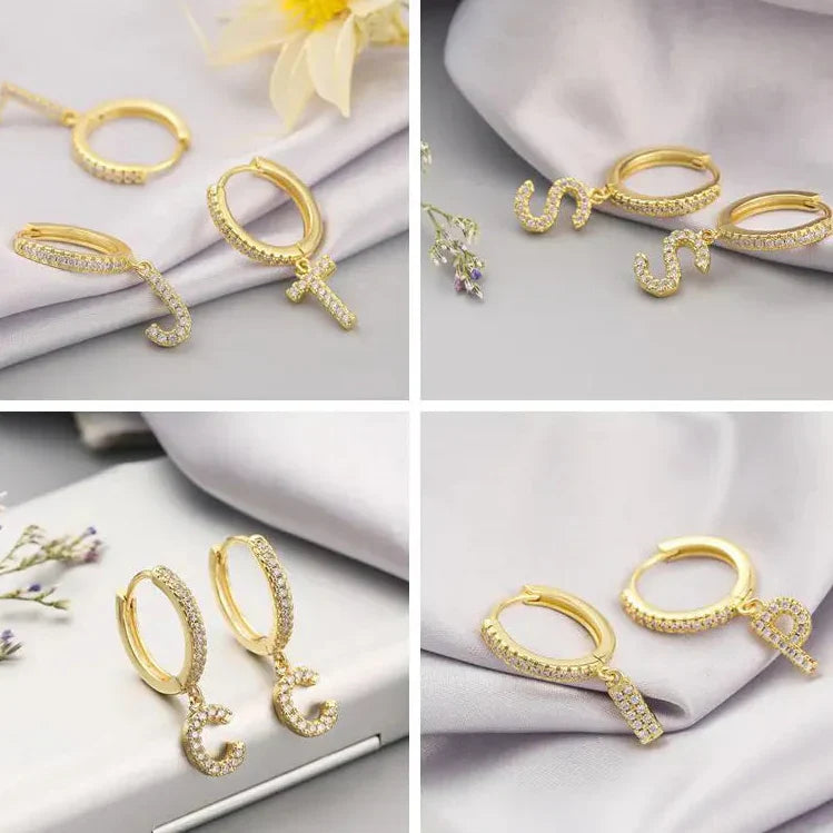 Women's hoop earrings with initial