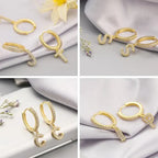 Women's hoop earrings with initial