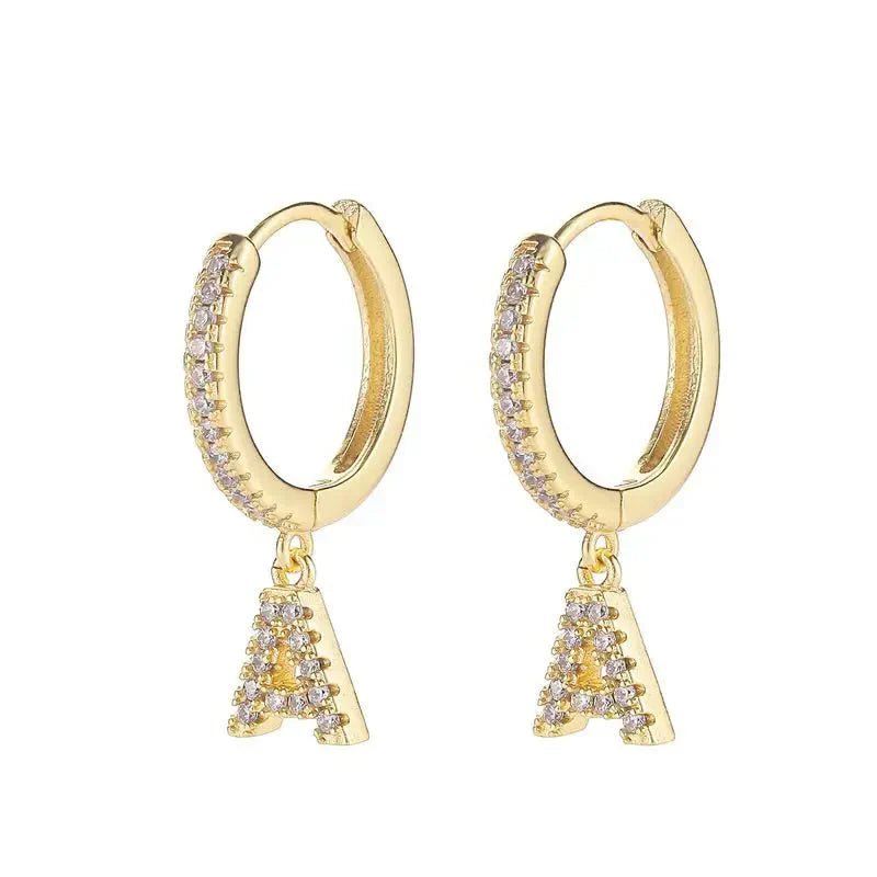 Women's hoop earrings with initial a