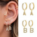 Women's hoop earrings with initial a