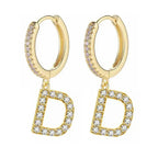 Women's hoop earrings with initial d