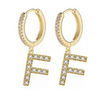 Women's hoop earrings with initial f