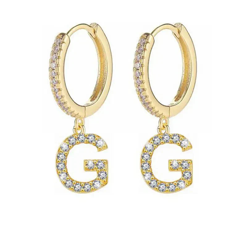 Women's hoop earrings with initial g