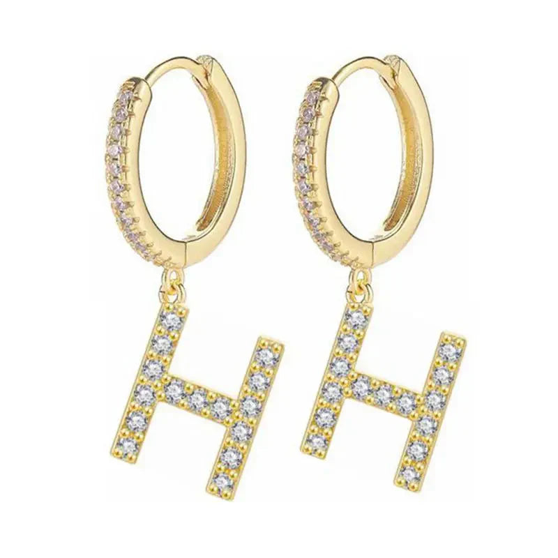 Women's hoop earrings with initial h