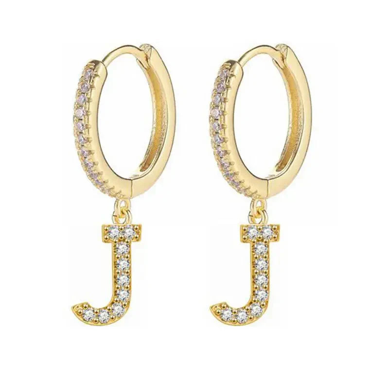Women's hoop earrings with initial j