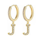 Women's hoop earrings with initial j