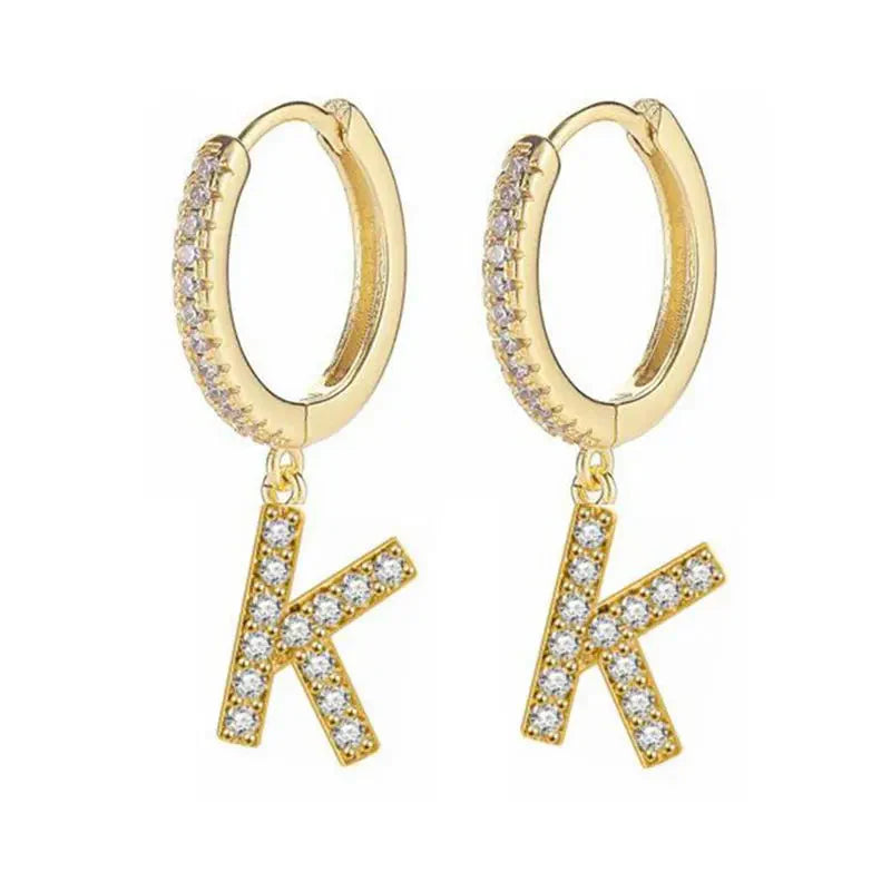 Women's hoop earrings with initial k