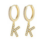 Women's hoop earrings with initial k