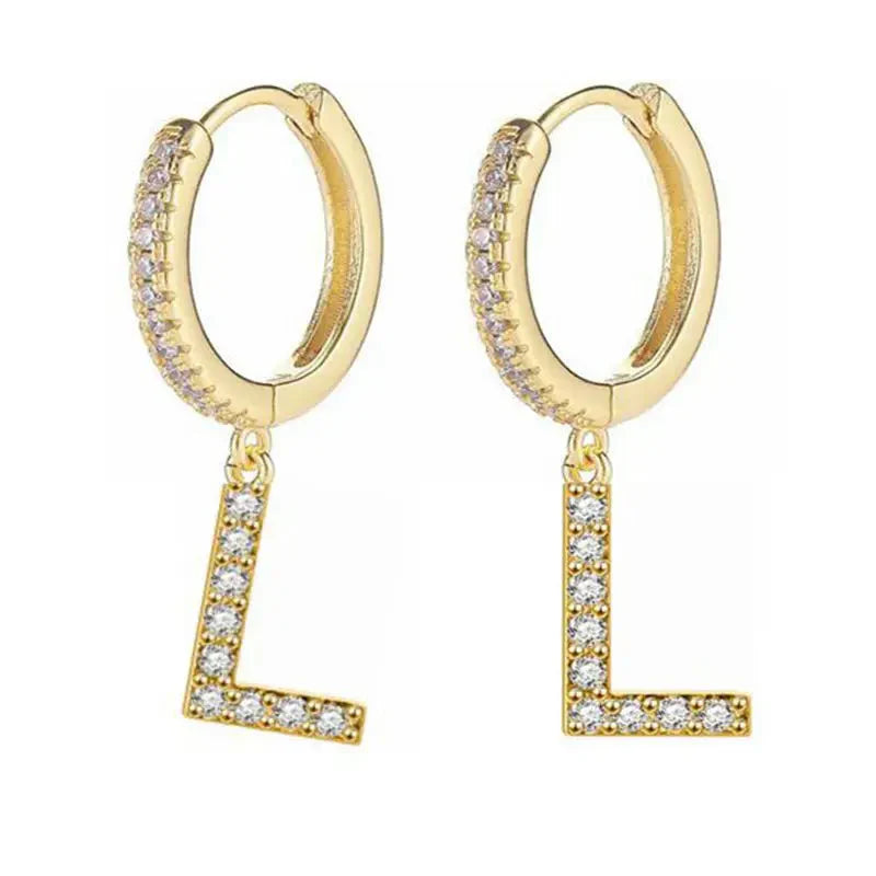 Women's hoop earrings with initial l