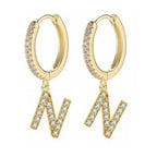 Women's hoop earrings with initial n