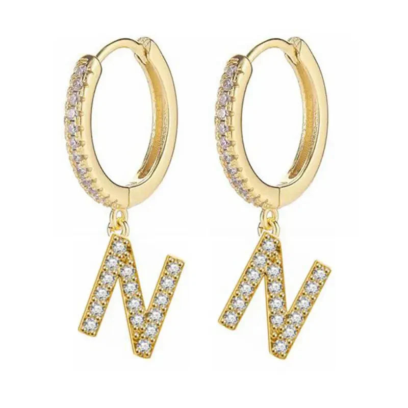 Women's hoop earrings with initial n