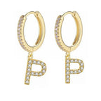 Women's hoop earrings with initial p
