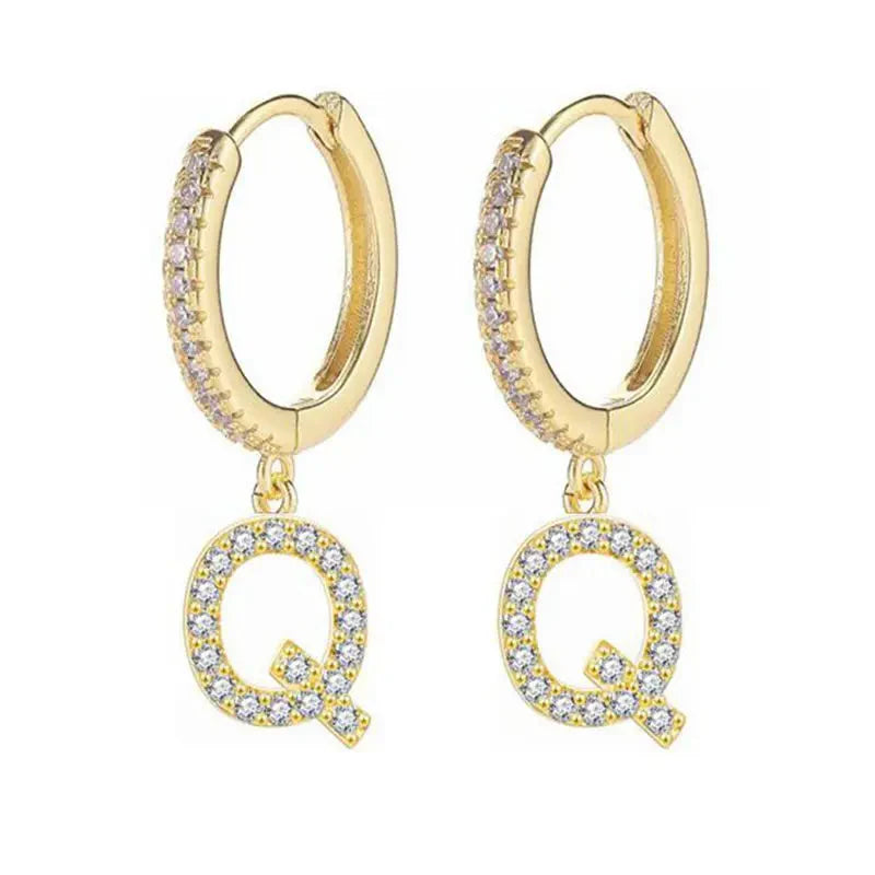 Women's hoop earrings with initial q