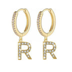 Women's hoop earrings with initial r